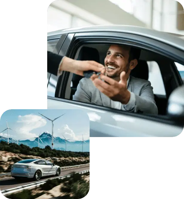 Collage of insured car leasing images